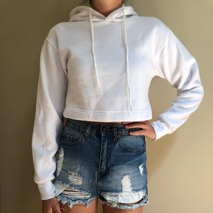 White cropped hoodie